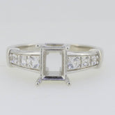 Art Deco Style Sterling Silver Semi Mount Ring Setting Emerald OCT 8x6mm Topaz - Syzjewelry